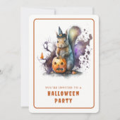 Waterverf Eekhoorn Halloween Uitnodiging Kaart (Voorkant)