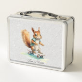 Waterverf Eekhoorn Skateboard Metal Lunch Box (Achterkant)