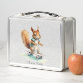 Waterverf Eekhoorn Skateboard Metal Lunch Box (In situ)
