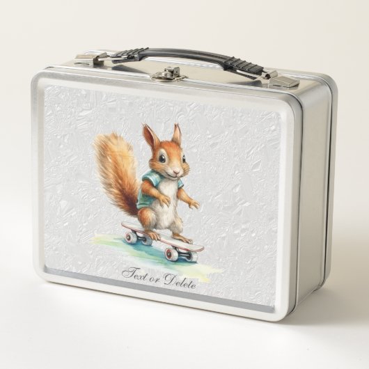 Waterverf Eekhoorn Skateboard Metal Lunch Box (Voorkant)