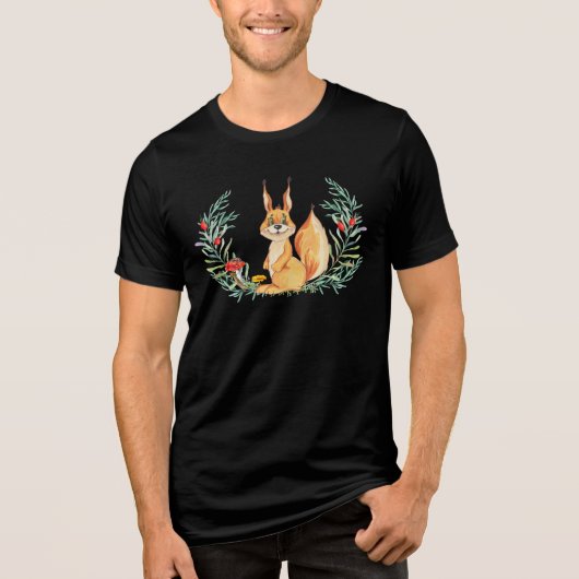 Waterverf eekhoorn Tri-Blend shirt (Voorkant)
