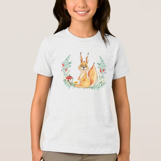 Waterverf eekhoorn Tri-Blend shirt (Voorkant)