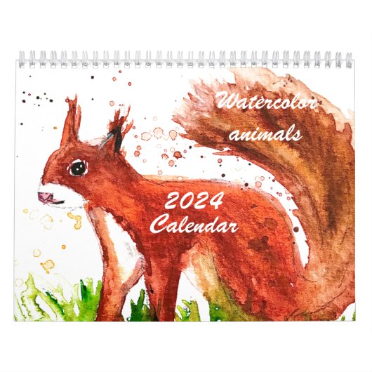 Waterverf eekhoorn vos deer bos kalender (Hoes)