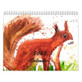 Waterverf eekhoorn vos deer bos kalender (Hoes)