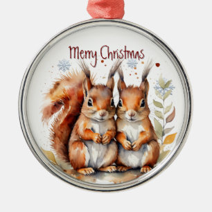 Waterverf Eekhoorns Dier Wildlife Natuur Art Metalen Ornament