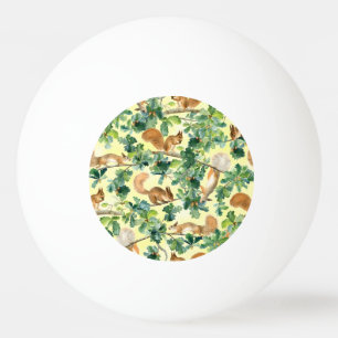 Waterverf eekhoorns, eiken naadloos patroon. pingpongbal