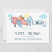 Waterverf eekhoornvliegtuig Baby shower Kaart (Voorkant)