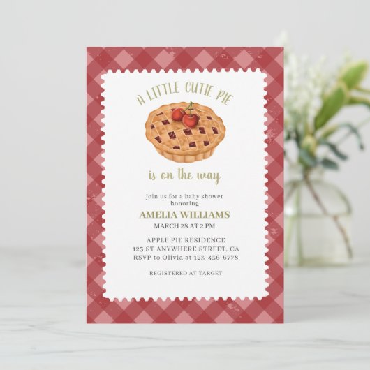 Waterverf Een beetje cutie pie herfst baby shower Kaart (Staand voorkant)