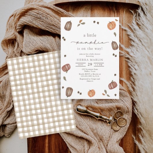 Waterverf een beetje pompoen Baby shower Kaart