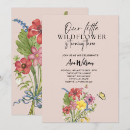 waterverf een beetje wilde bloem verjaardag kaart