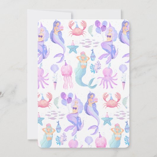 Waterverf Een beetje Zeemeermin Baby shower Kaart (Achterkant)