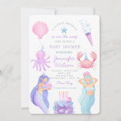 Waterverf Een beetje Zeemeermin Baby shower Kaart (Voorkant)