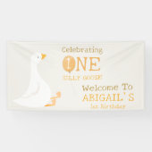 Waterverf Een Gekke Gans 1e Verjaardag Welkom Spandoek (Horizontaal)