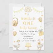 Waterverf Een Gekke Gans Sinaasappel Gingham Verja Kaart (Voorkant)