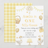 Waterverf Een Gekke Gans Sinaasappel Gingham Verja Kaart (Voorkant / Achterkant)