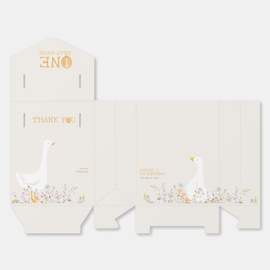 Waterverf Een Gekke Gans Wildflower 1e verjaardag Bedankdoosjes (Ongevouwen)