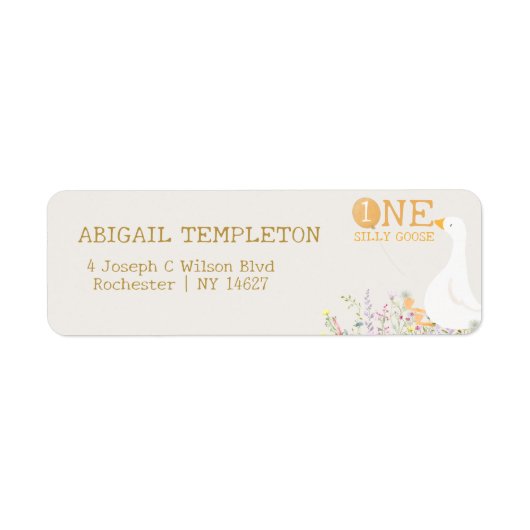 Waterverf Een Gekke Gans Wildflower 1e verjaardag Etiket (Voorkant)