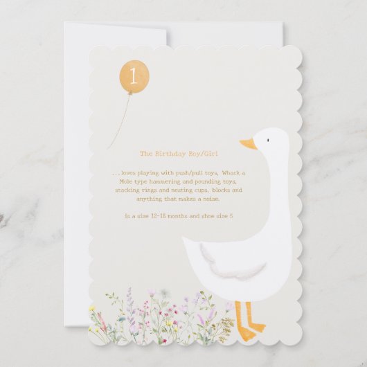 Waterverf Een Gekke Gans Wildflower 1e verjaardag Kaart (Achterkant)