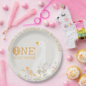 Waterverf Een Gekke Gans Wildflower 1e verjaardag Papieren Bordje (Feest)