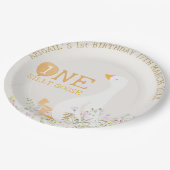 Waterverf Een Gekke Gans Wildflower 1e verjaardag Papieren Bordje (Gekanteld)