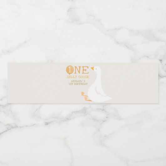 Waterverf Een Gekke Gans Wildflower 1e verjaardag Waterfles Etiket (Enkel label)