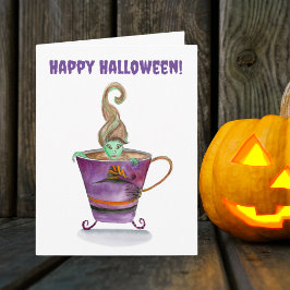 Waterverf Een Heksendrank Gelukkig Halloween Kaart