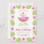 Waterverf Een in een Meloen 1e Verjaardag Roze Kaart (Voorkant)