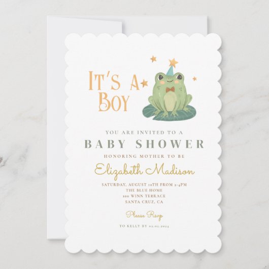 Waterverf een jongen Kikkikker Baby shower Kaart (Voorkant)