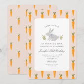 Waterverf Een konijntje wordt één jaar Kaart (Voorkant / Achterkant)