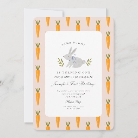 Waterverf Een konijntje wordt één jaar Kaart (Voorkant)