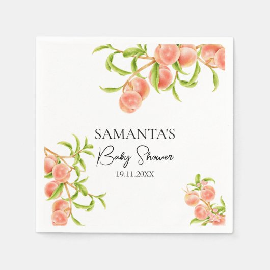 Waterverf Een lief klein perzik Baby shower Servet (Voorkant)