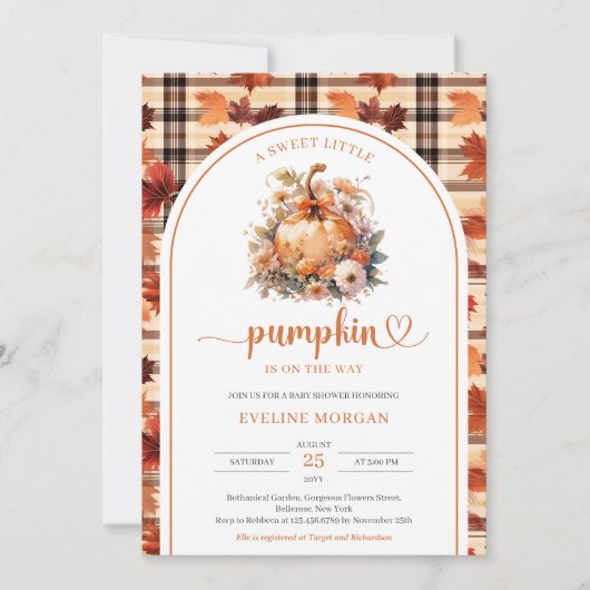 Waterverf Een lief klein pompoen herfst bloemenmei Kaart (Voorkant)