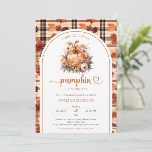 Waterverf Een lief klein pompoen herfst bloemenmei Kaart (Staand voorkant)