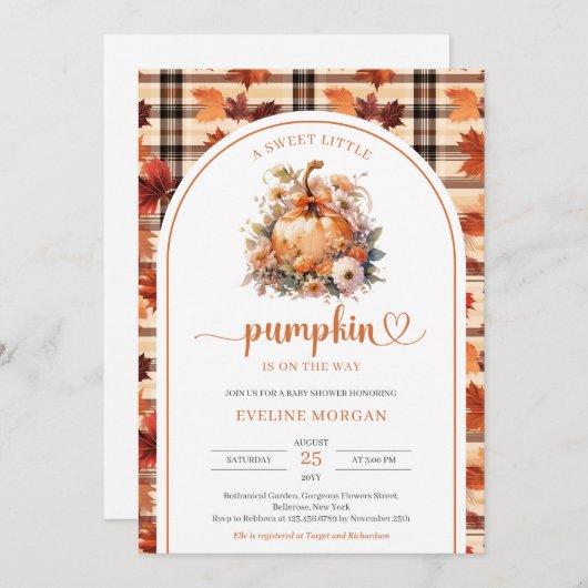 Waterverf Een lief klein pompoen herfst bloemenmei Kaart (Voorkant / Achterkant)