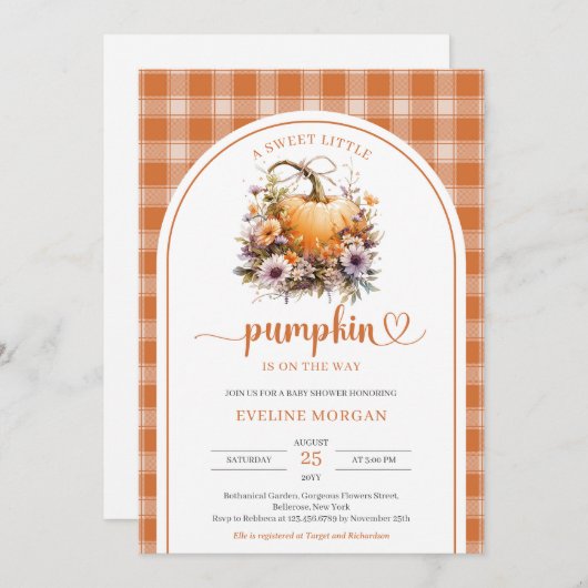 Waterverf Een lieve kleine pompoen herfstplaid Kaart (Voorkant / Achterkant)