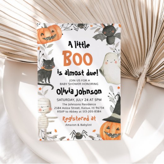 Waterverf Een Little Boo Halloween Baby shower Kaart