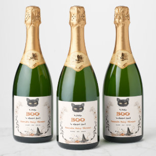 Waterverf Een Little Boo Halloween Baby shower Sparkling Wijnetiket