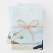 Waterverf: een prachtige oceaanbedekking en surfer inpakpapier vel (In situ)