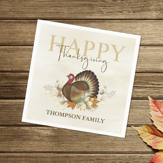 Waterverf een prettige dankzegging voor het eenvou servet