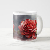 waterverf Een rode roos met dauwdruppels op zijn b Grote Koffiekop (Voorkant rechts)