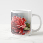 waterverf Een rode roos met dauwdruppels op zijn b Grote Koffiekop (Rechts)