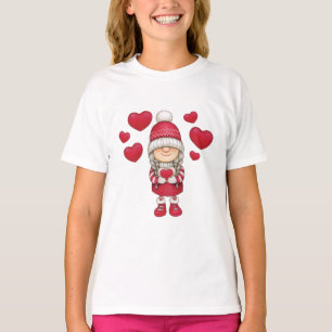 Waterverf een schattige hand getrokken Valentijnsd T-shirt