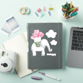 Waterverf een schattige olifant en harten. Kinder  Sticker (iPad Cover)