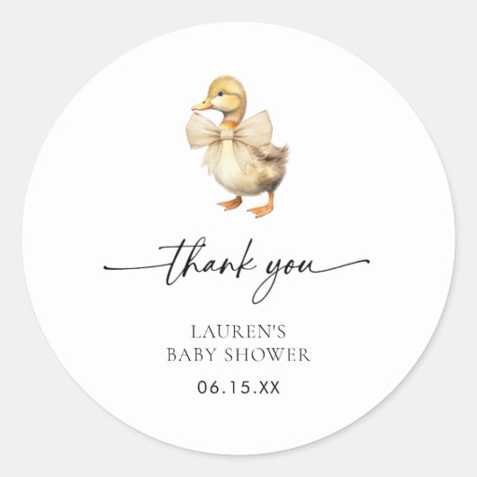 Waterverf eend Baby shower dank u Sticker (Voorkant)