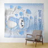 Waterverf eend blauw bloemachtergrond wandkleed (In Situ (horizontaal))