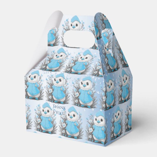 Waterverf Eend Blauw Bloemen Favor Box Bedankdoosjes (Achterkant)