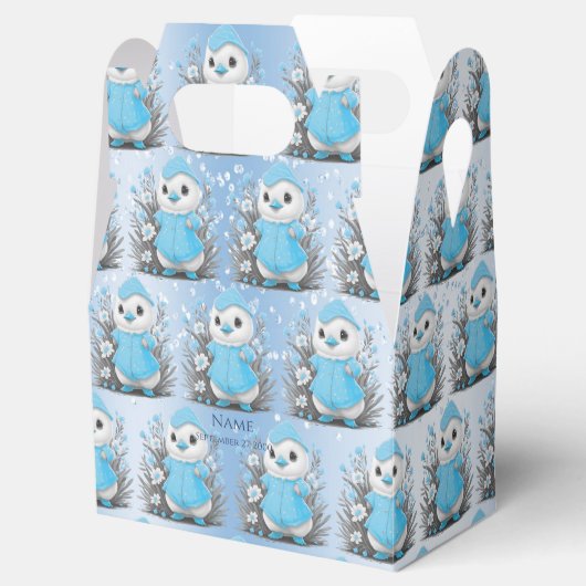 Waterverf Eend Blauw Bloemen Favor Box Bedankdoosjes (Geopend)