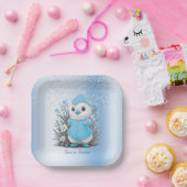 Waterverf Eend Blauw Bloemen Papier Bord (Feest)