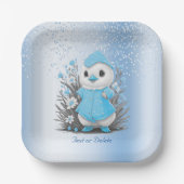 Waterverf Eend Blauw Bloemen Papier Bord (Voorkant)