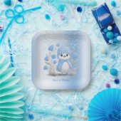 Waterverf eend blauw bloemenpapier Bord (Feest)